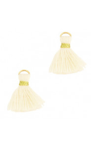 Ibiza style Tassel 1.5cm Gold-off white